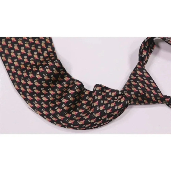Gucci Vintage 80's 90's Black/Red Horsebit Print Design Silk Necktie Tie - Picture 1 of 7